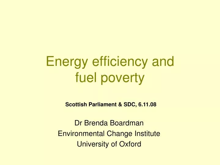 energy efficiency and fuel poverty