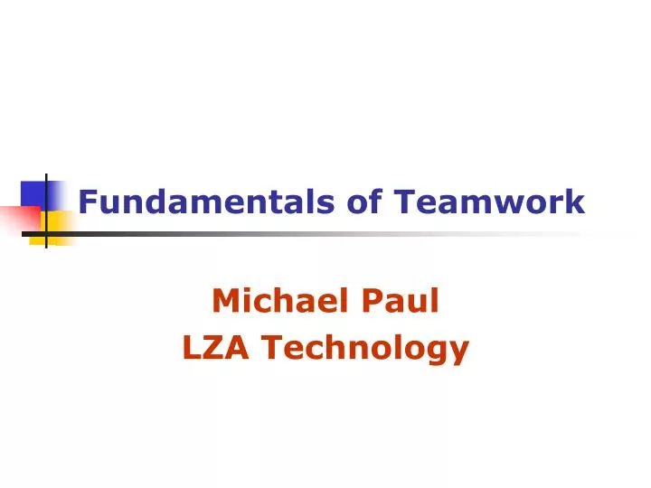 fundamentals of teamwork