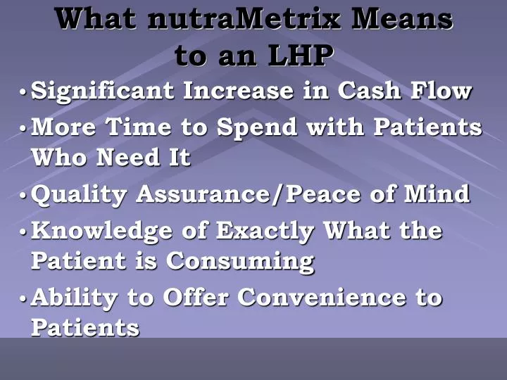 what nutrametrix means to an lhp