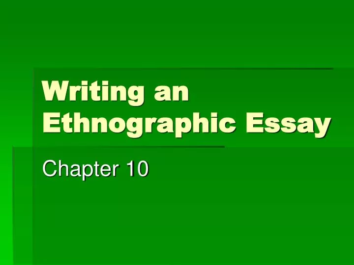 writing an ethnographic essay