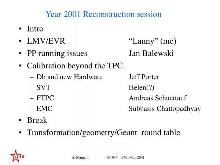 year 2001 reconstruction session
