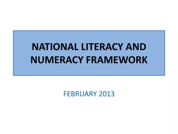 national literacy and numeracy framework