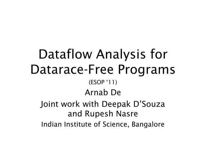 dataflow analysis for datarace free programs