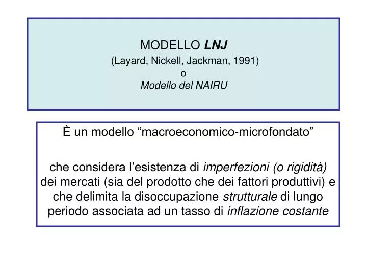 modello lnj layard nickell jackman 1991 o modello del nairu