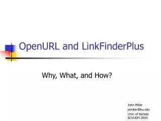 OpenURL and LinkFinderPlus