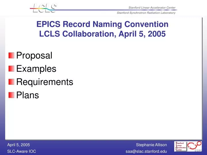 epics record naming convention lcls collaboration april 5 2005