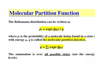 Molecular Partition Function