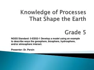 Knowledge of Processes That Shape the Earth Grade 5