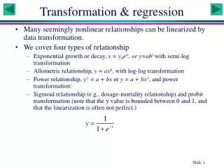 Transformation &amp; regression