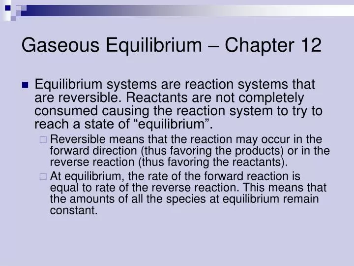 gaseous equilibrium chapter 12