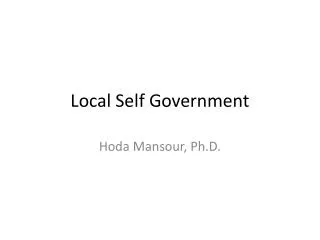 Local Self Government