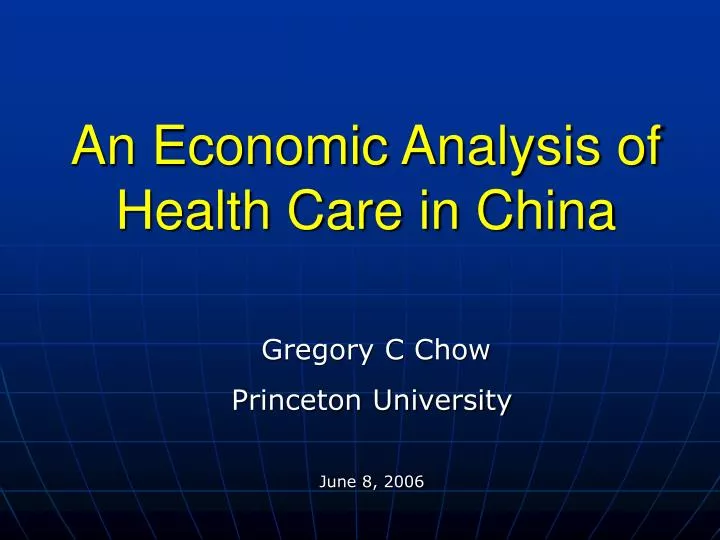 an economic analysis of health care in china