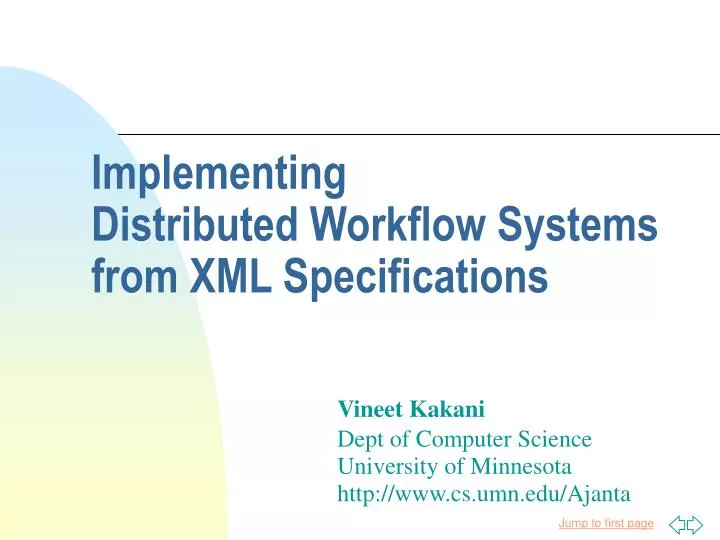 implementing distributed workflow systems from xml specifications