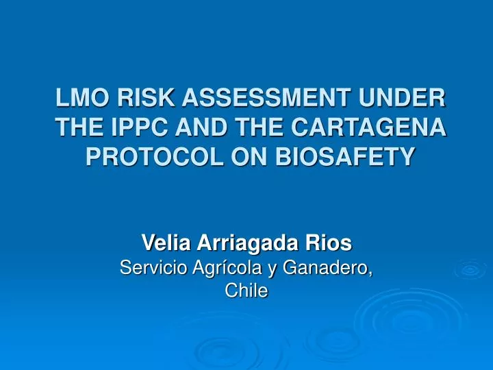 lmo risk assessment under the ippc and the cartagena protocol on biosafety