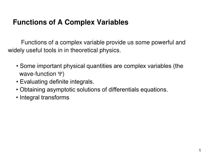 functions of a complex variables