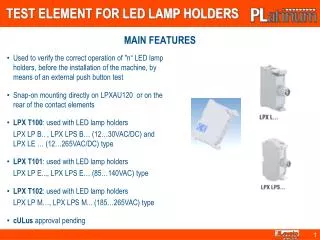 TEST ELEMENT FOR LED LAMP HOLDERS