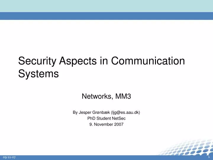 security aspects in communication systems