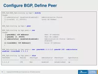 Configure BGP, Define Peer