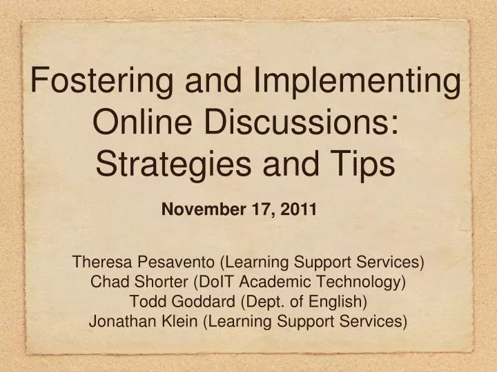 fostering and implementing online discussions strategies and tips