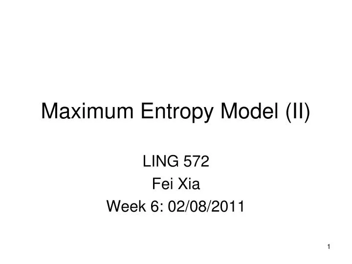maximum entropy model ii
