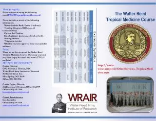 The Walter Reed Tropical Medicine Course