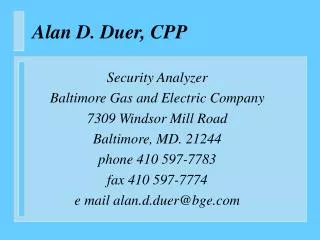 Alan D. Duer, CPP
