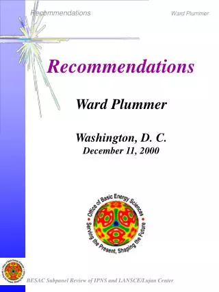 Recommendations Ward Plummer Washington, D. C. December 11, 2000