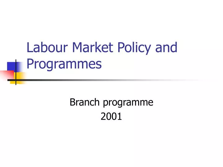 labour market policy and programmes