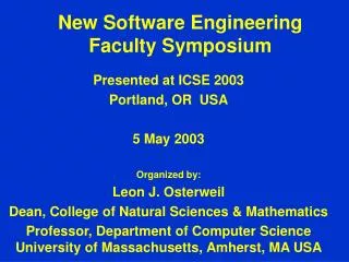 New Software Engineering Faculty Symposium