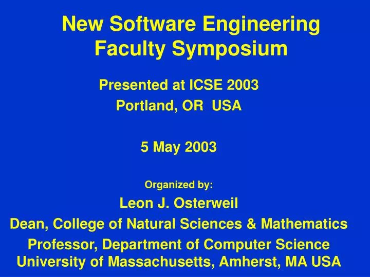 new software engineering faculty symposium