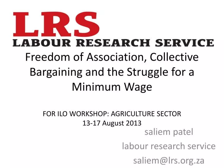 saliem patel labour research service saliem@lrs org za