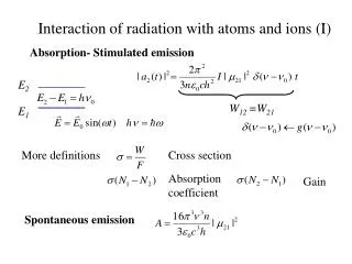 Interaction of radiation with atoms and ions (I)