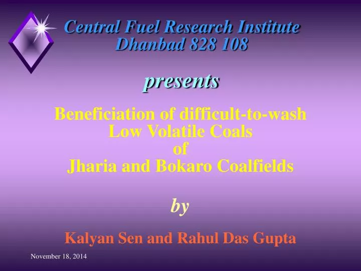 central fuel research institute dhanbad 828 108 presents