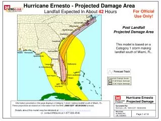 Hurricane Ernesto - Projected Damage Area Landfall Expected In About 42 Hours