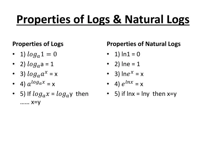 properties of logs natural logs