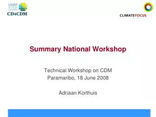 Summary National Workshop