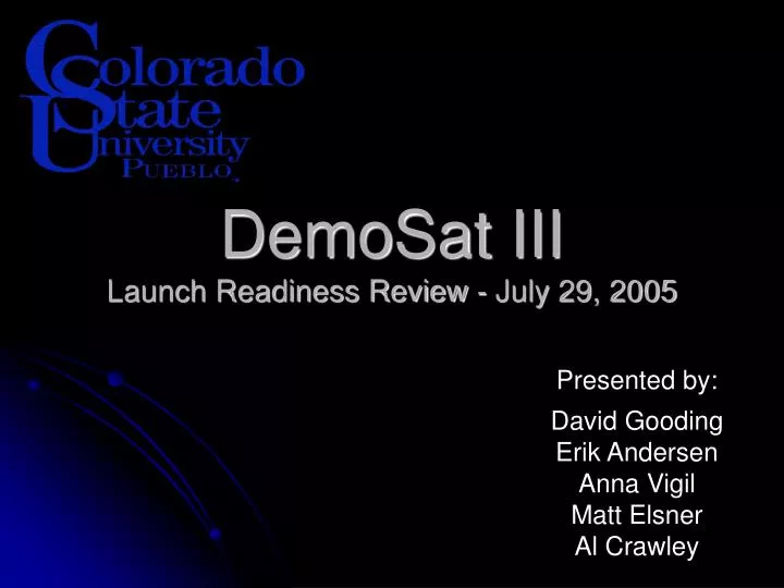 demosat iii launch readiness review july 29 2005
