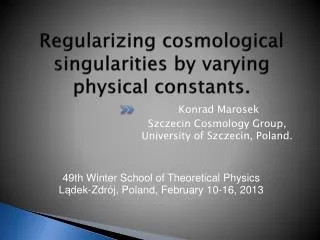Regularizing cosmological singularities by varying physical constants.