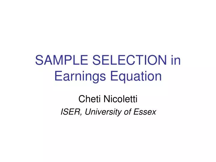 sample selection in earnings equation