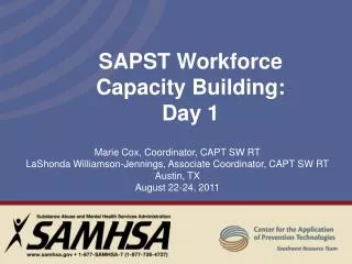 SAPST Workforce Capacity Building: Day 1