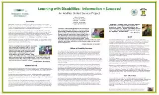 Learning with Disabilities: Information = Success! An Abilities United Service Project