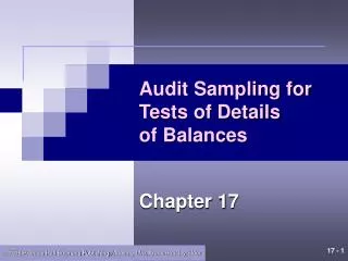 Audit Sampling for Tests of Details of Balances