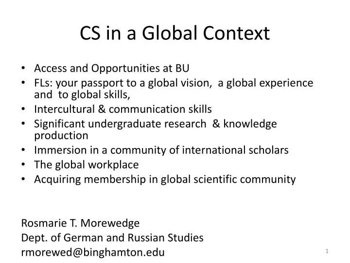 cs in a global context