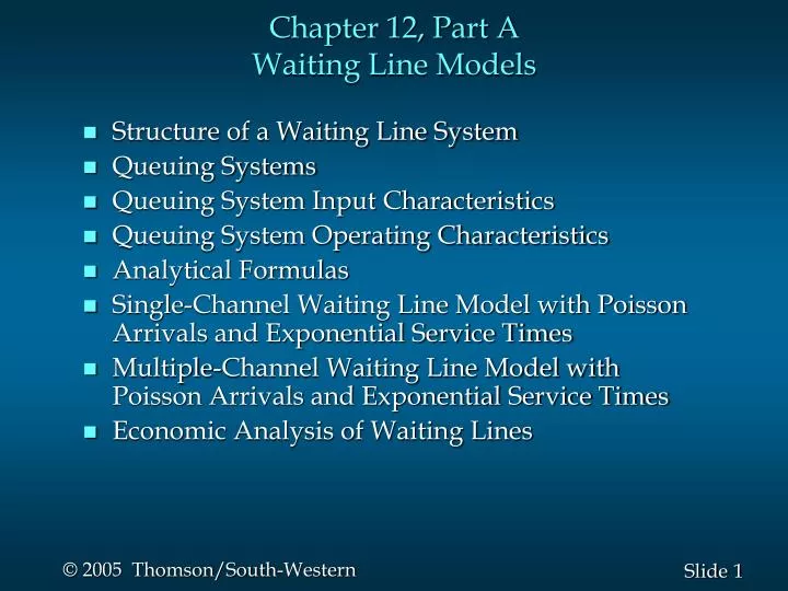 chapter 12 part a waiting line models