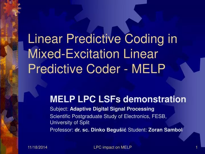 linear predictive coding in mixed excitation linear predictive coder melp