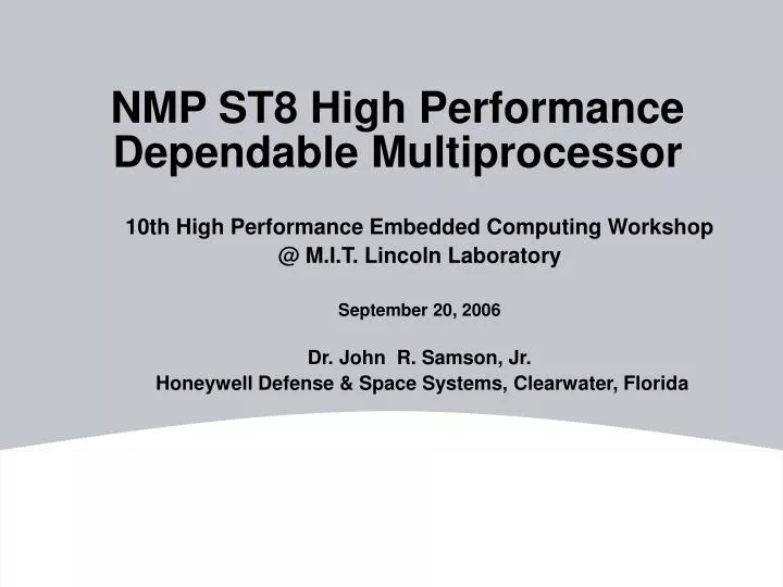 nmp st8 high performance dependable multiprocessor