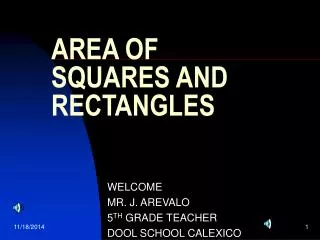 AREA OF SQUARES AND RECTANGLES