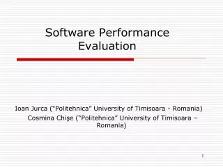 Software Performance Evaluation