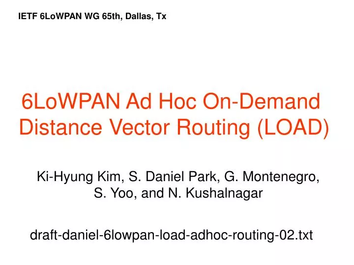 6lowpan ad hoc on demand distance vector routing load