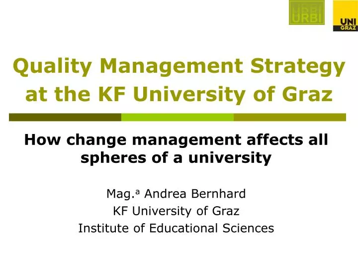 quality management strategy at the kf university of graz
